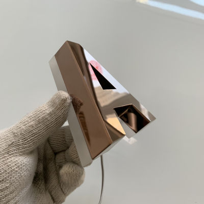 Rose Gold Mirror Backlit Stainless-Antiroest Backlit het Metaalteken van Staalbrieven