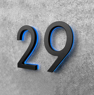 Zilveren van de het Huisdeur van het Borstelmetaal de Getallen en de Letters Haloverlichting