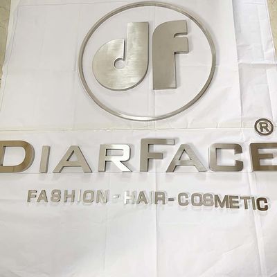 Opslag voor Zilveren Borstel 3D Metal Letters Company Logo Sign Electroplated