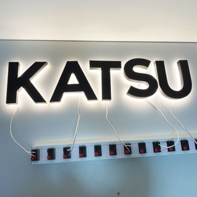 Zwart Deklaag 3D Backlit Signage HIGHSPAN Roestvrij staal Logo Signs