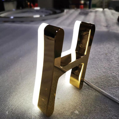 Gouden Opslag voortekens Spiegel de Bedrijfs van Logo Signage Stainless Steel Lighted